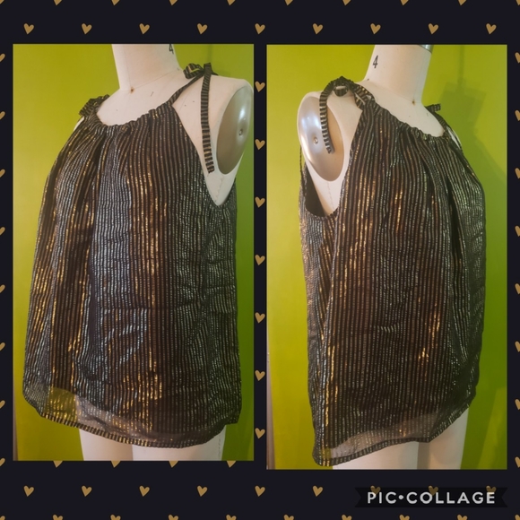 Madewell Tops - Madewell Silk and Metallic Tie Strap Cami Top